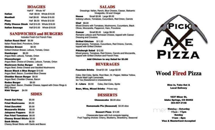 Pick Axe Pizza - Idaho Springs, CO menu_pic