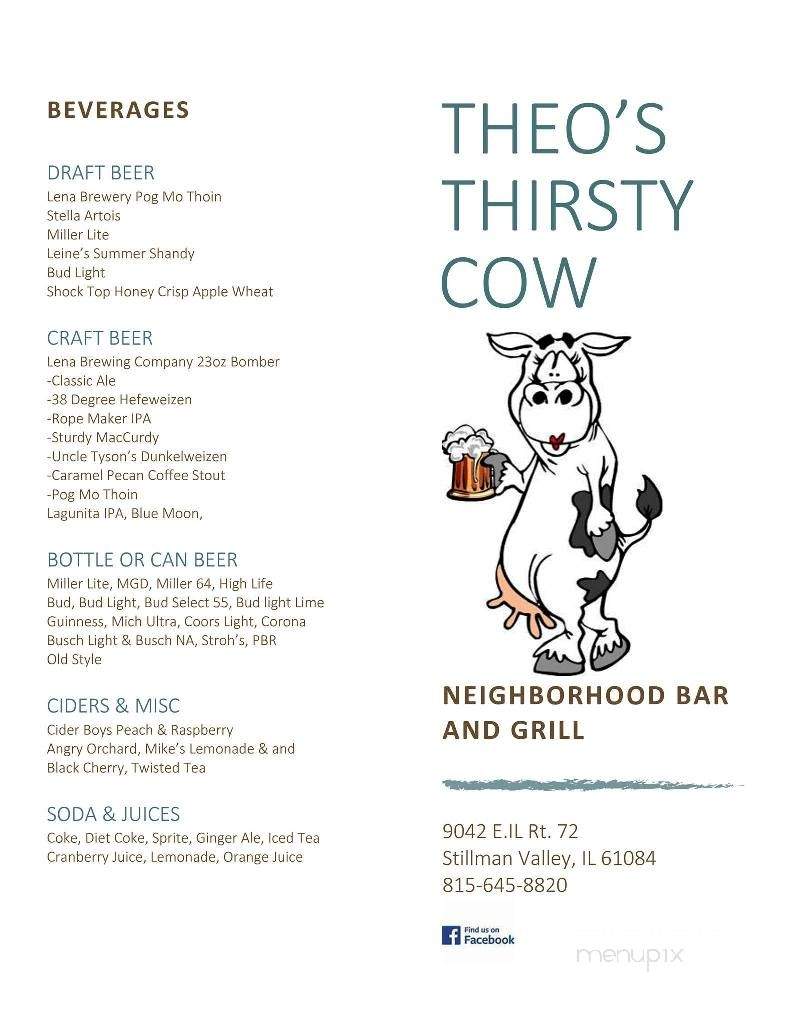 Theo's Thirsty Cow - Stillman Valley, IL menu_pic