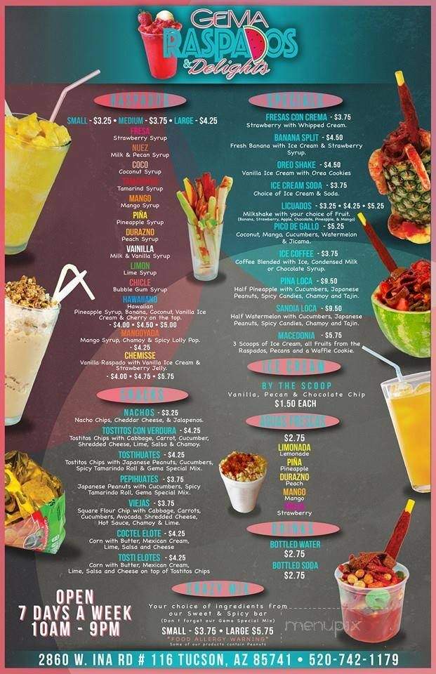GeMa Raspados & Delights - Tucson, AZ menu_pic