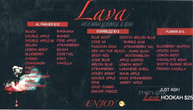 Lava Hookah Lounge - Wentzville, MO menu_pic
