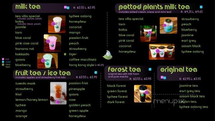 Tea Villa - Milpitas, CA menu_pic
