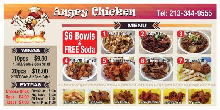Angry Chicken - Los Angeles, CA menu_pic
