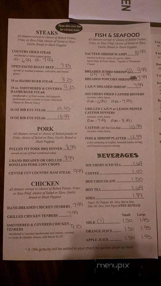 Rawlings Fish Camp - New Johnsonville, TN menu_pic