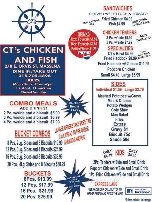 CT's Chicken And Fish - Massena, NY menu_pic