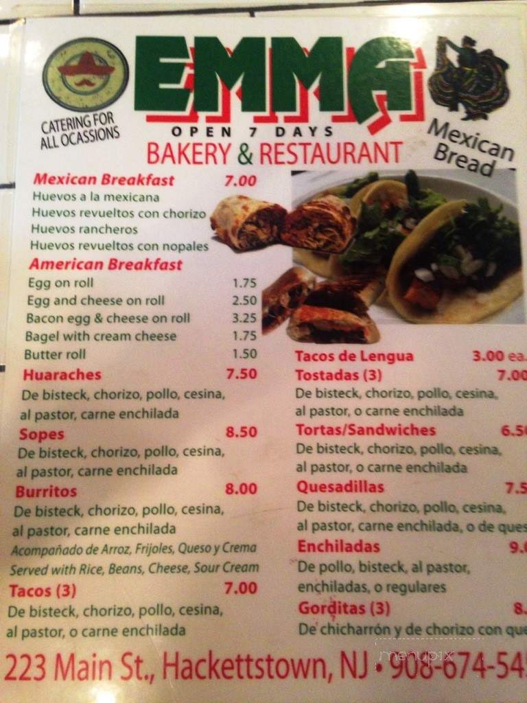Emma Mexican Restaurant - Hackettstown, NJ menu_pic