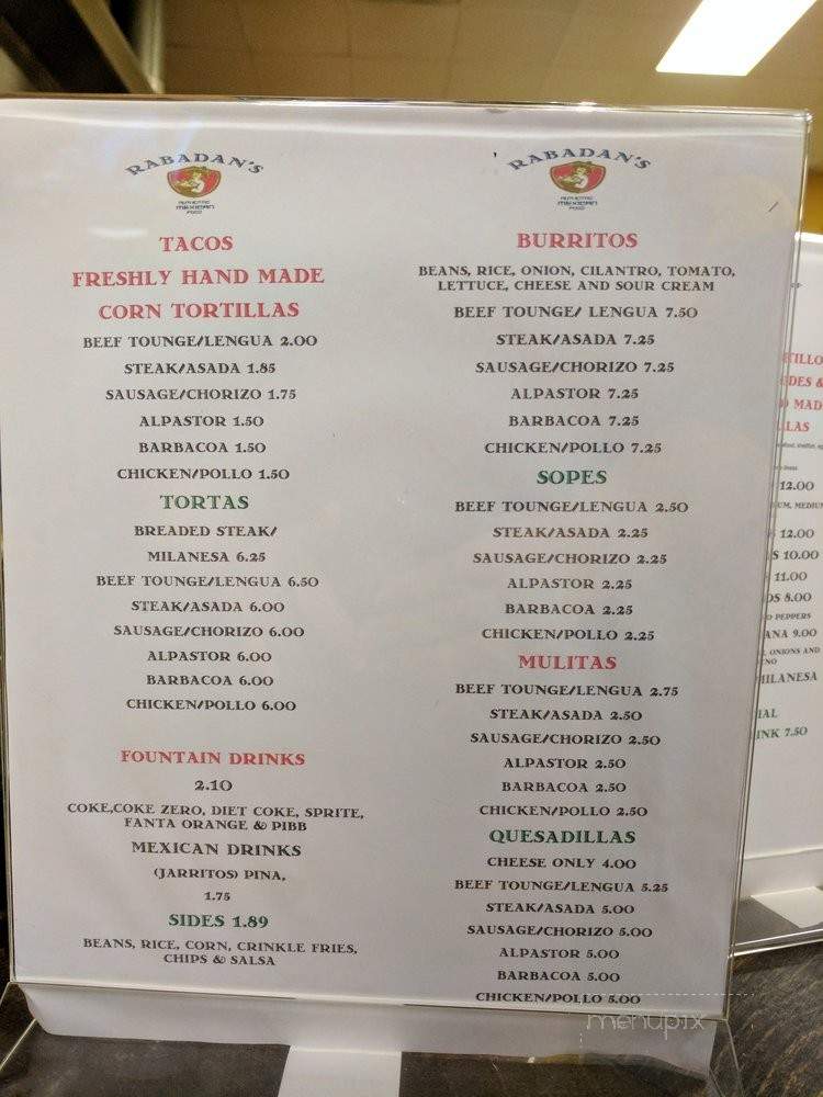 Rabadan's - Buford, GA menu_pic