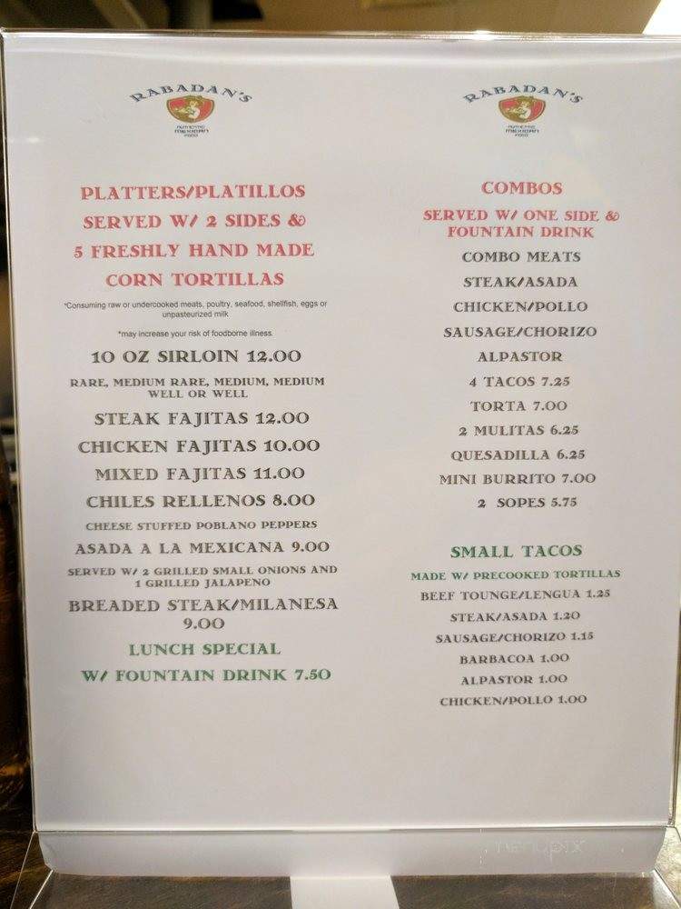 Rabadan's - Buford, GA menu_pic