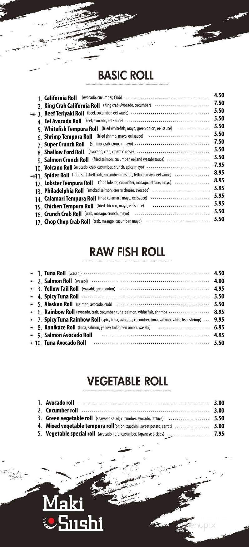 Menu of Maki Sushi in Alpharetta, GA 30004