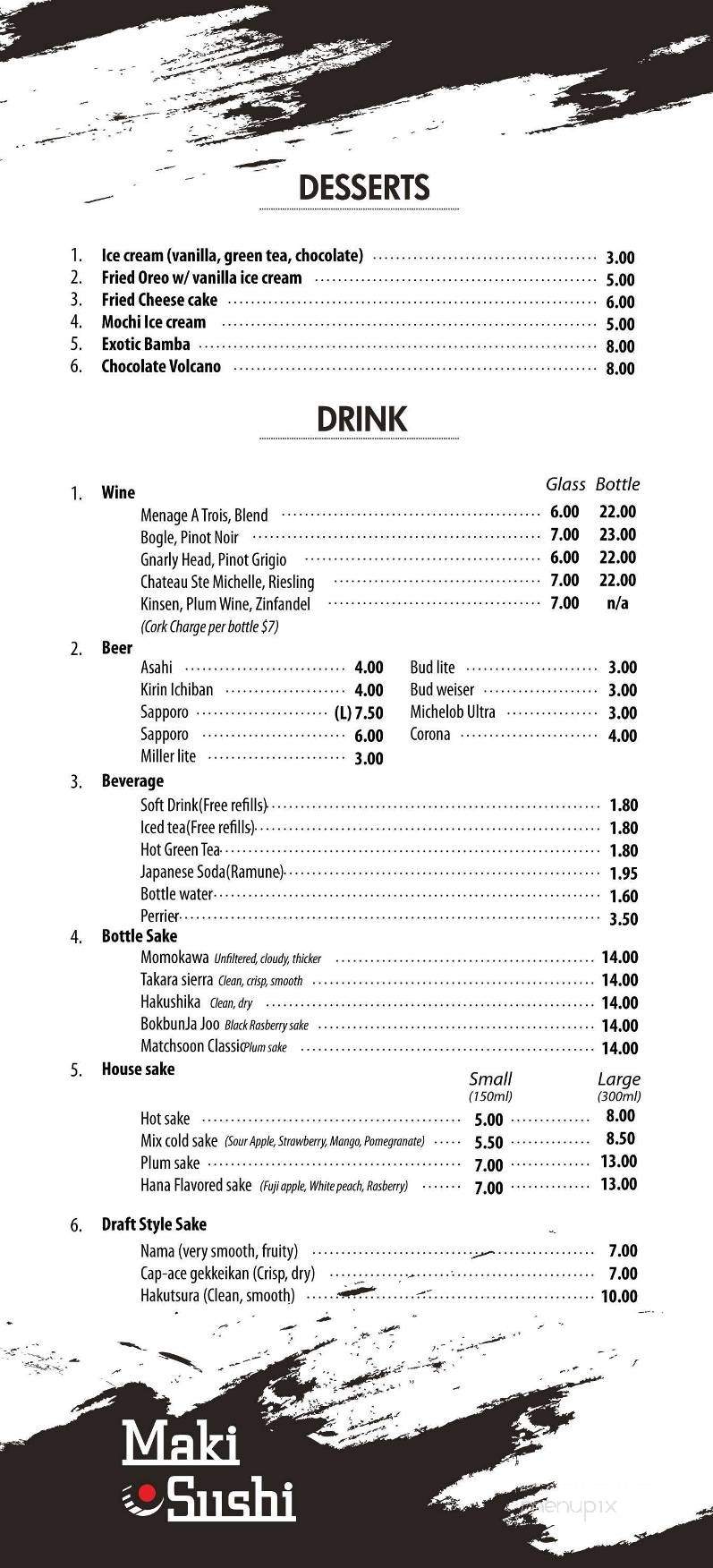 Menu of Maki Sushi in Alpharetta, GA 30004