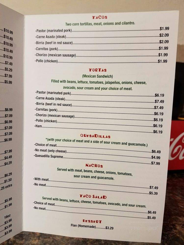 El Zarape Mexican Food - Redding, CA menu_pic