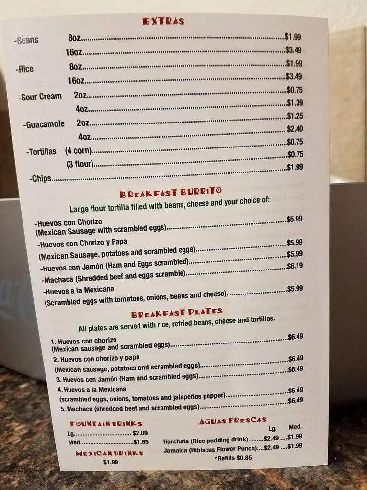 El Zarape Mexican Food - Redding, CA menu_pic