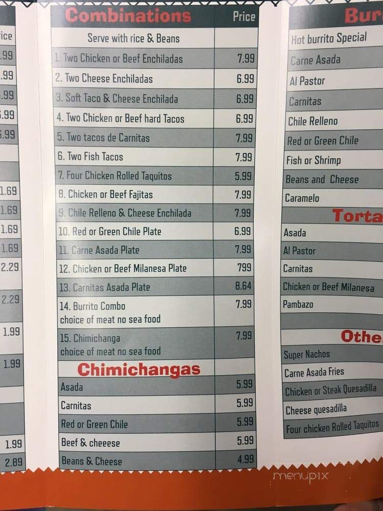 Hot Burrito Mexican Food - Tempe, AZ menu_pic