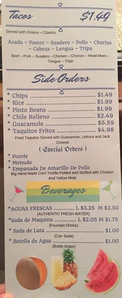 Taqueria Arbol Del Tule - Rowland Heights, CA menu_pic