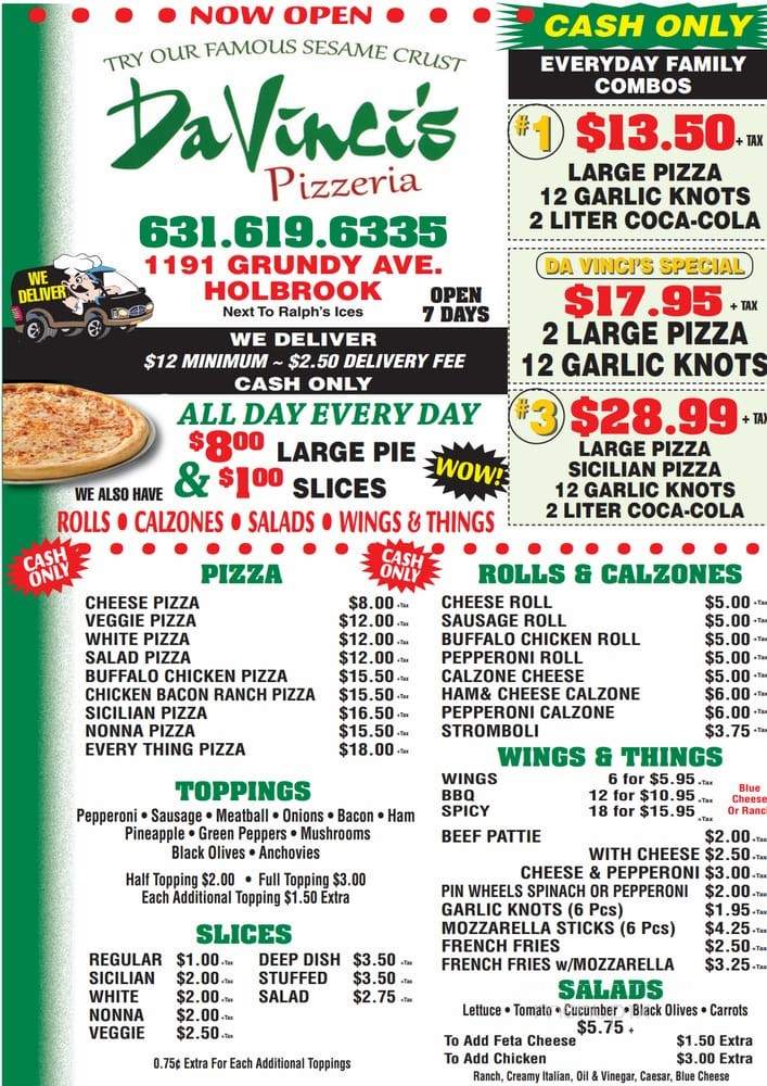 Davincis Pizza - Holbrook, NY menu_pic