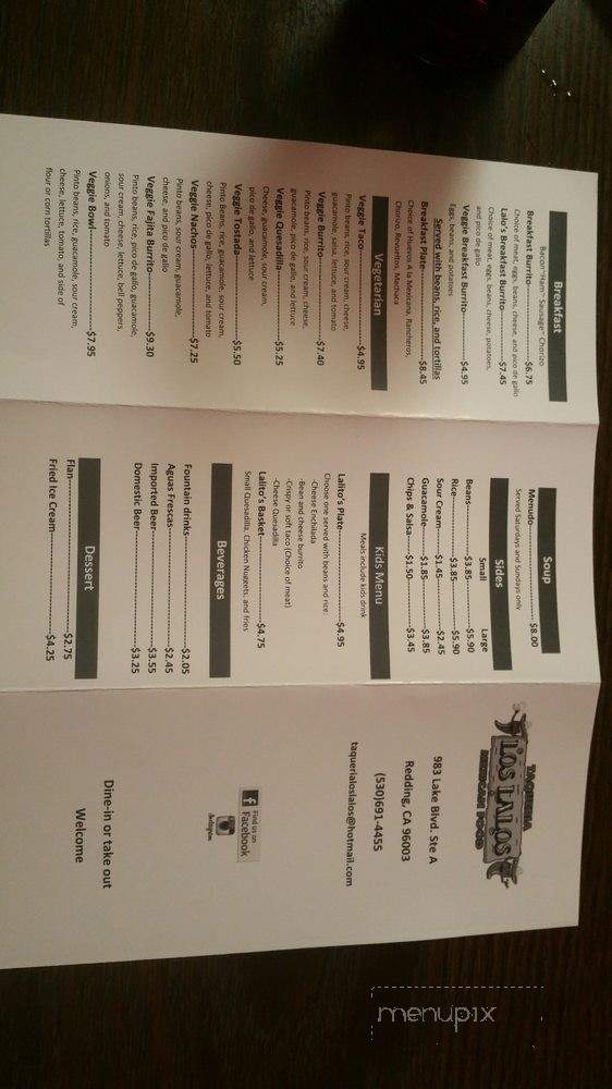 Taqueria Los Lalos - Redding, CA menu_pic