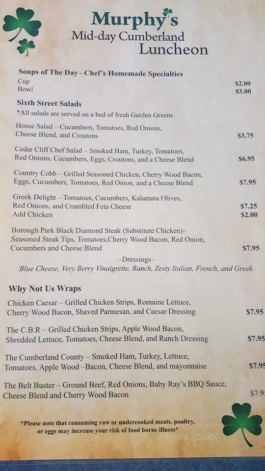 Murphy's Homestyle - New Cumberland, PA menu_pic