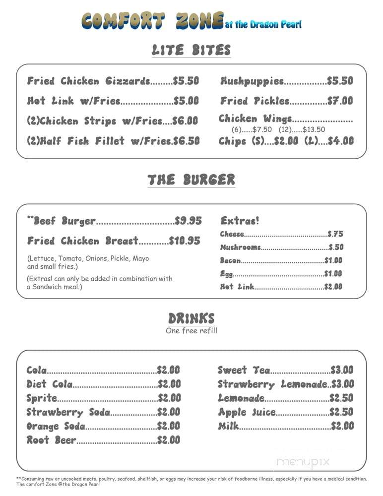 The Comfort Zone - Burien, WA menu_pic