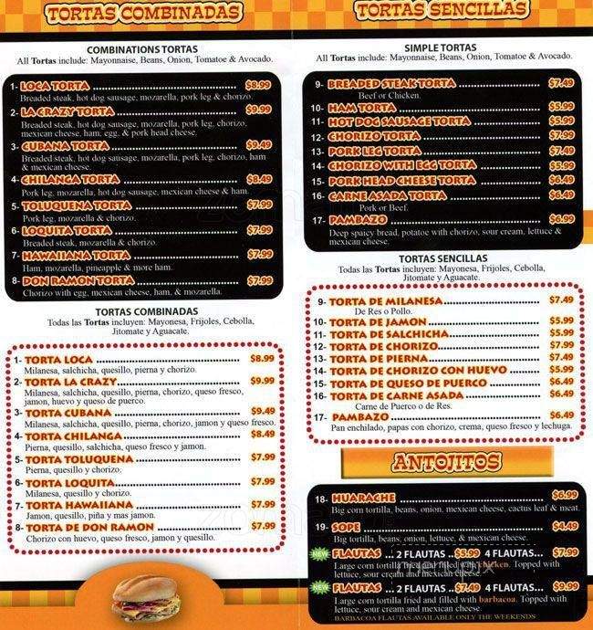 Tortas Locas - Lynnwood, WA menu_pic