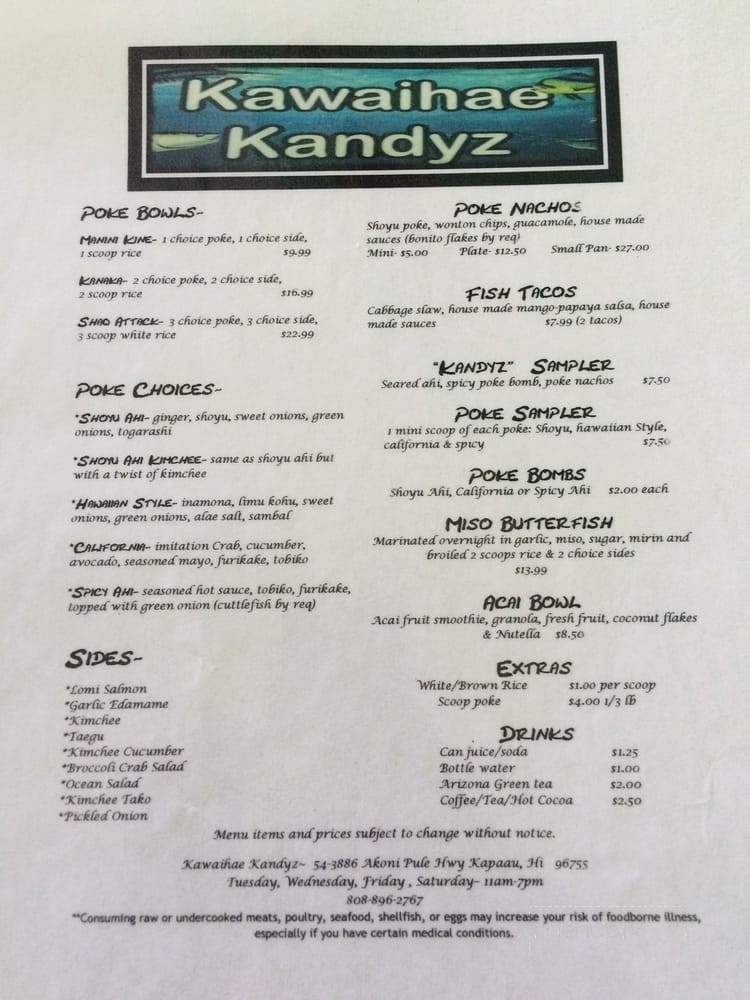Kawaihae Kandyz - Kapaau, HI menu_pic