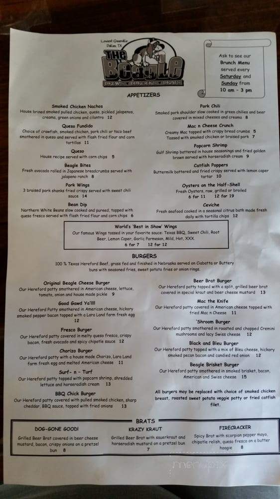 The Beagle - Dallas, TX menu_pic
