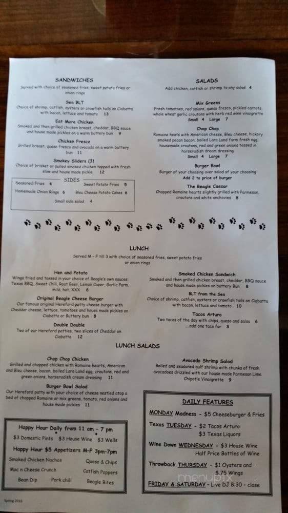 The Beagle - Dallas, TX menu_pic
