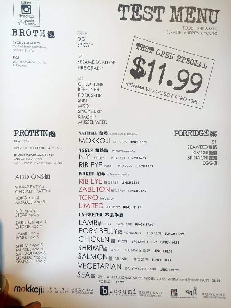 Mokkoji - Rowland Heights, CA menu_pic