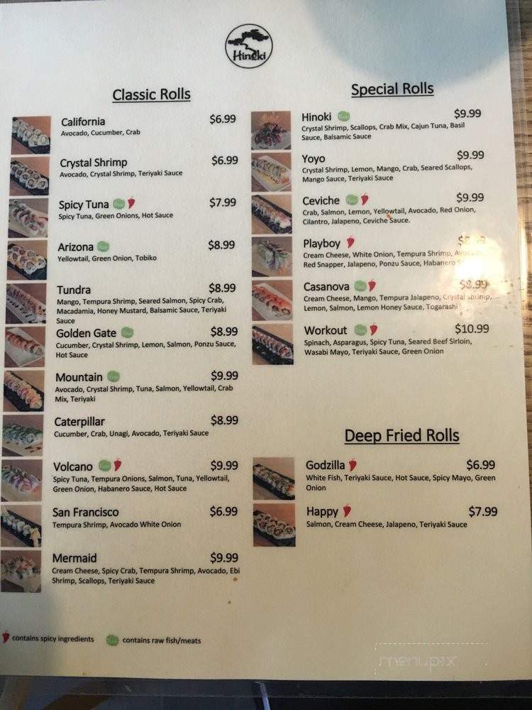 Hinoki Sushi - Reno, NV menu_pic