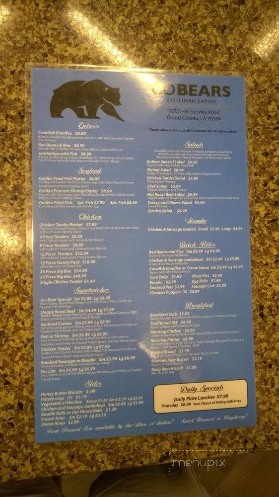Go-Bears Southern Eatery - Sunset, LA menu_pic