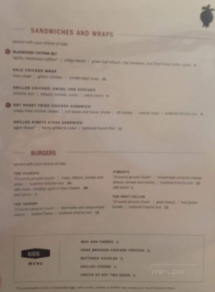 The Root Cellar - Lexington, SC menu_pic