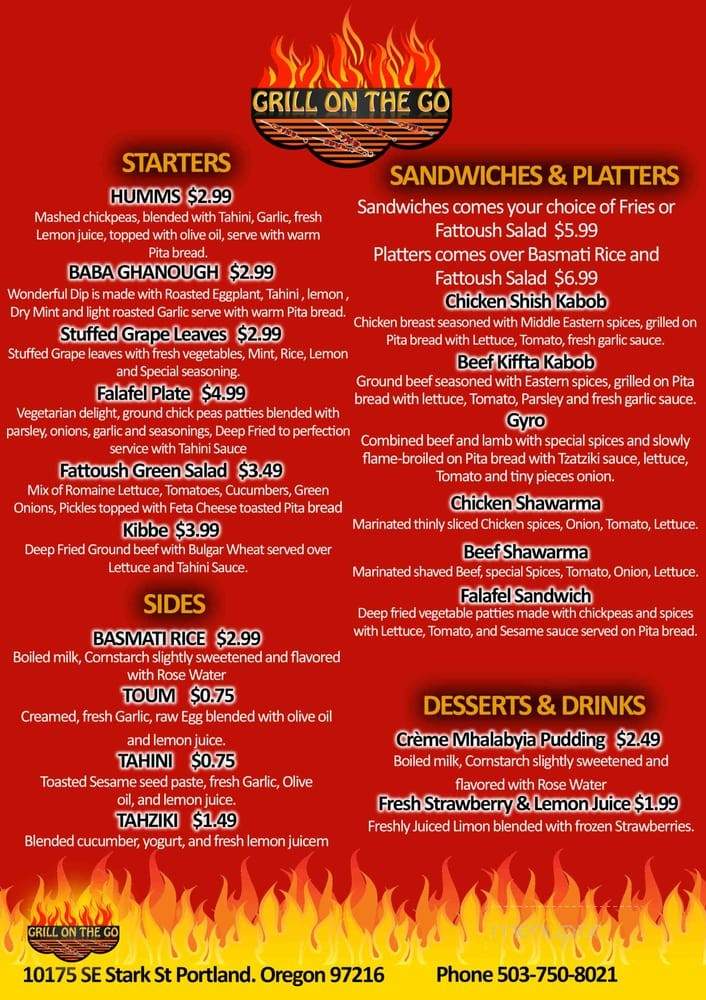 Grill On the Go - Portland, OR menu_pic