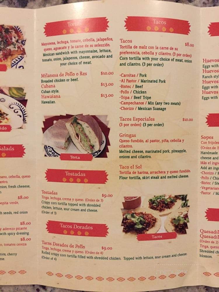 Los Cuatro Soles - Philadelphia, PA menu_pic