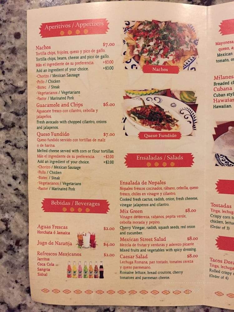 Los Cuatro Soles - Philadelphia, PA menu_pic