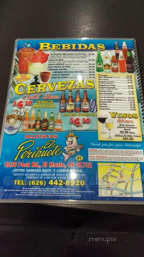 Mariscos El Perihuete - El Monte, CA menu_pic