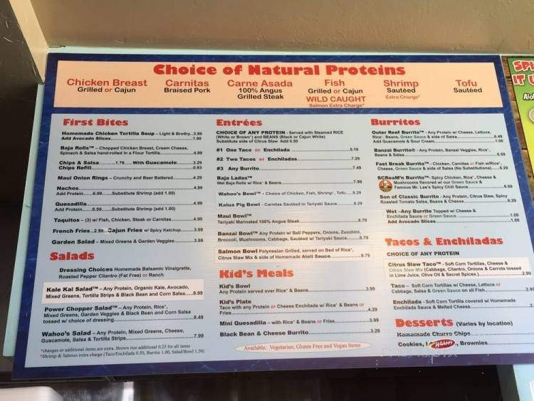 Wahoo's Fish Tacos - Los Angeles, CA menu_pic