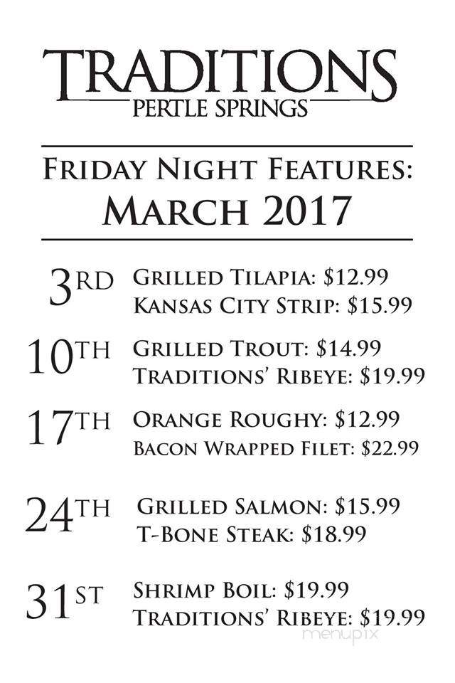 Traditions Restaurant - Grovespring, MO menu_pic