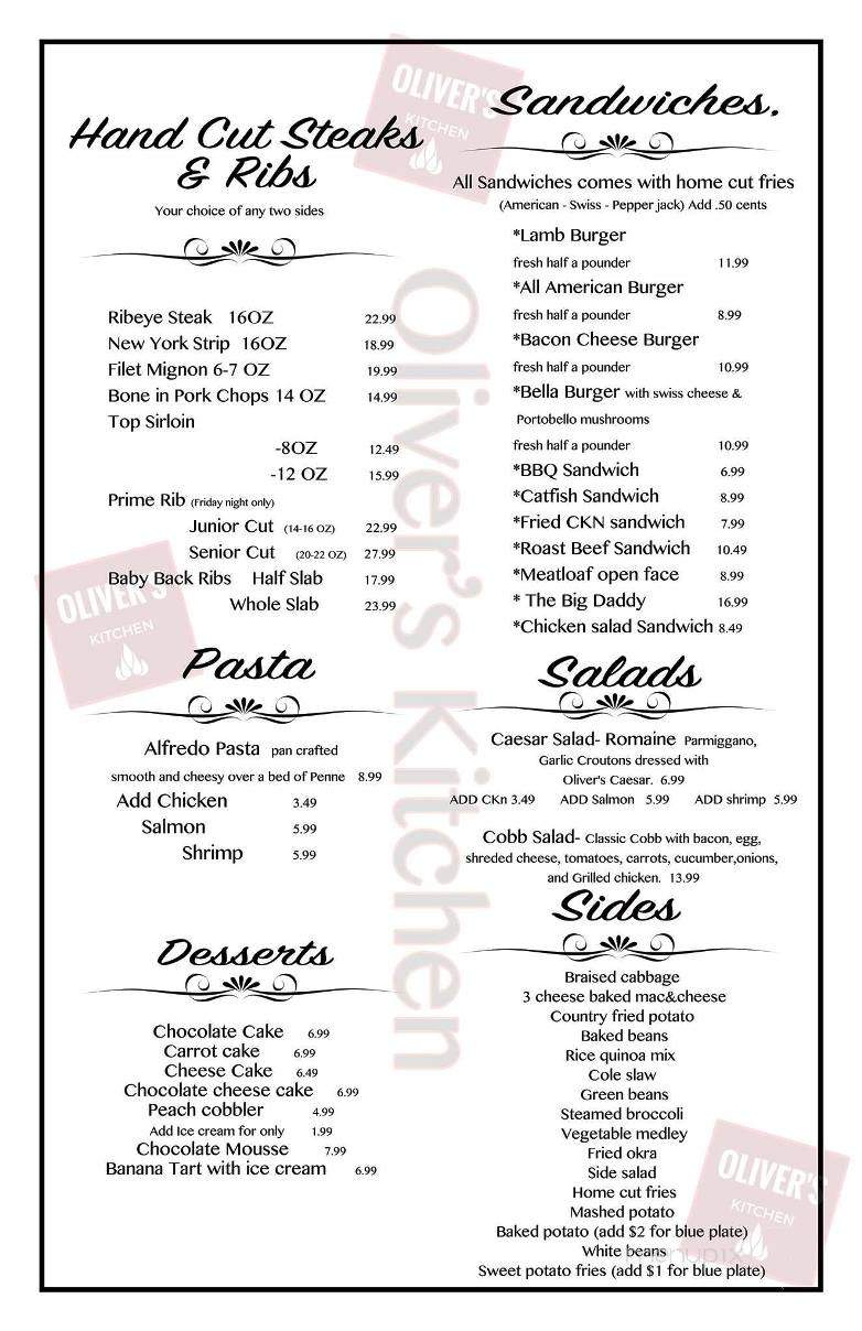 Oliver's Kitchen - Fairview, TN menu_pic