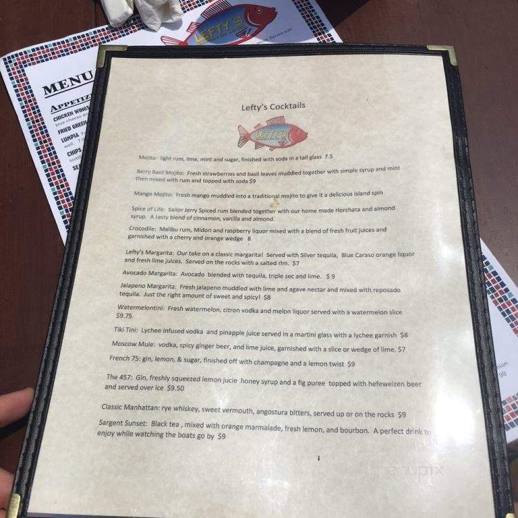 Lefty's Waterfront Bar & Grill - Bay City, TX menu_pic