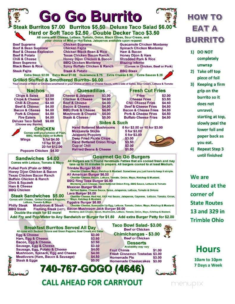 Go Go Burrito - The Plains, OH menu_pic