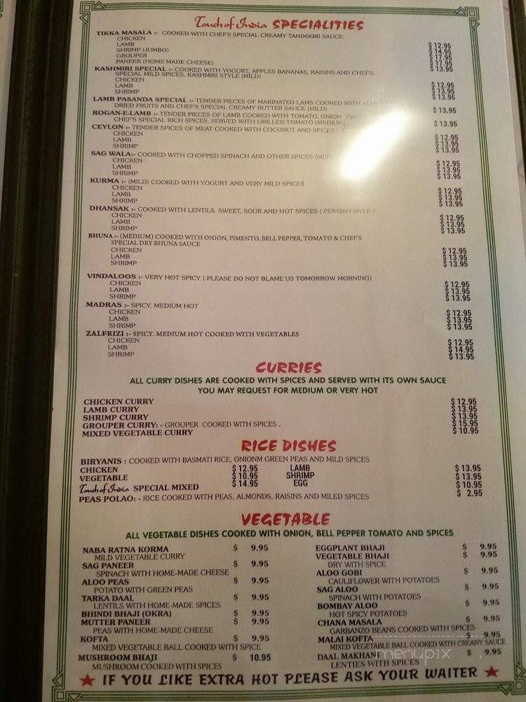 Touch of India - Johns Creek, GA menu_pic