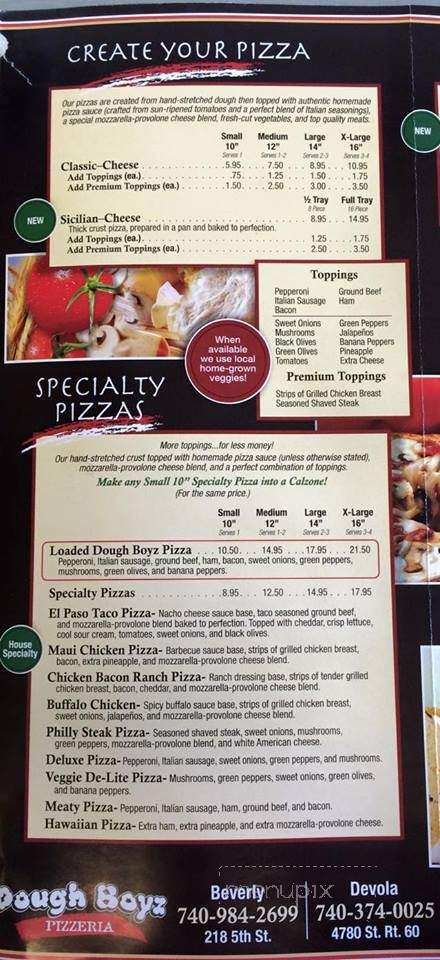Dough Boyz Pizzaria - Marietta, OH menu_pic
