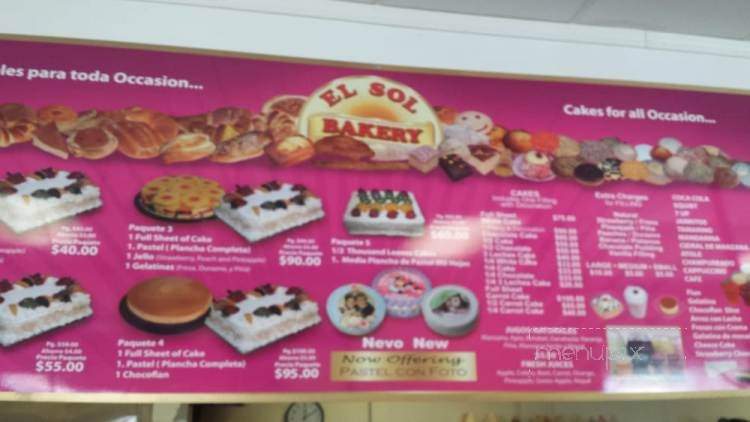 El Sol Bakery - Long Beach, CA menu_pic