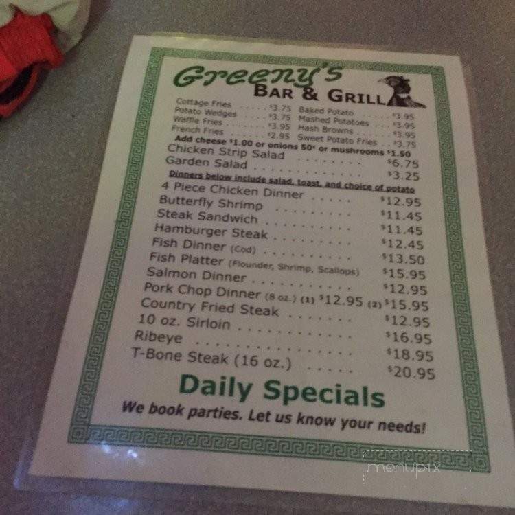 Greeny's - Doland, SD menu_pic