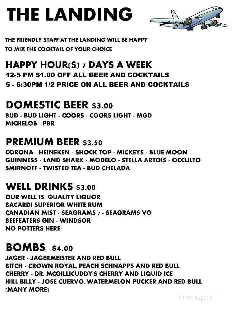 Landing Lounge - Riverton, WY menu_pic