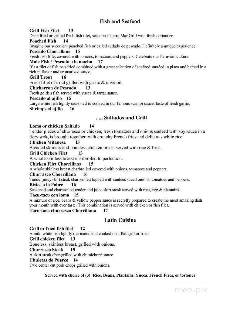 Tierra Mar Grill - West Palm Beach, FL menu_pic