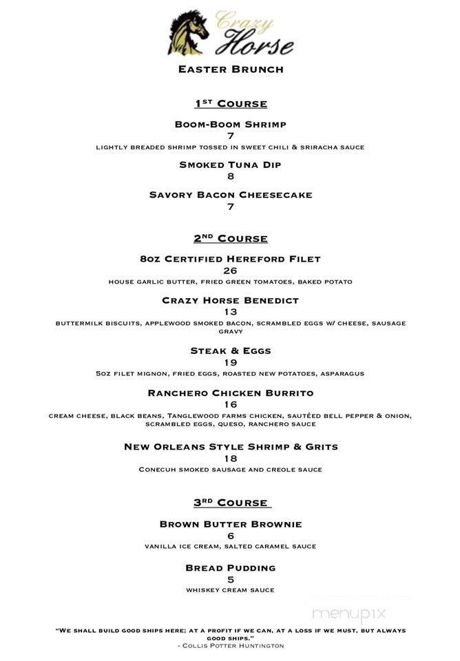Crazy Horse Southern Cuisine - Trussville, AL menu_pic