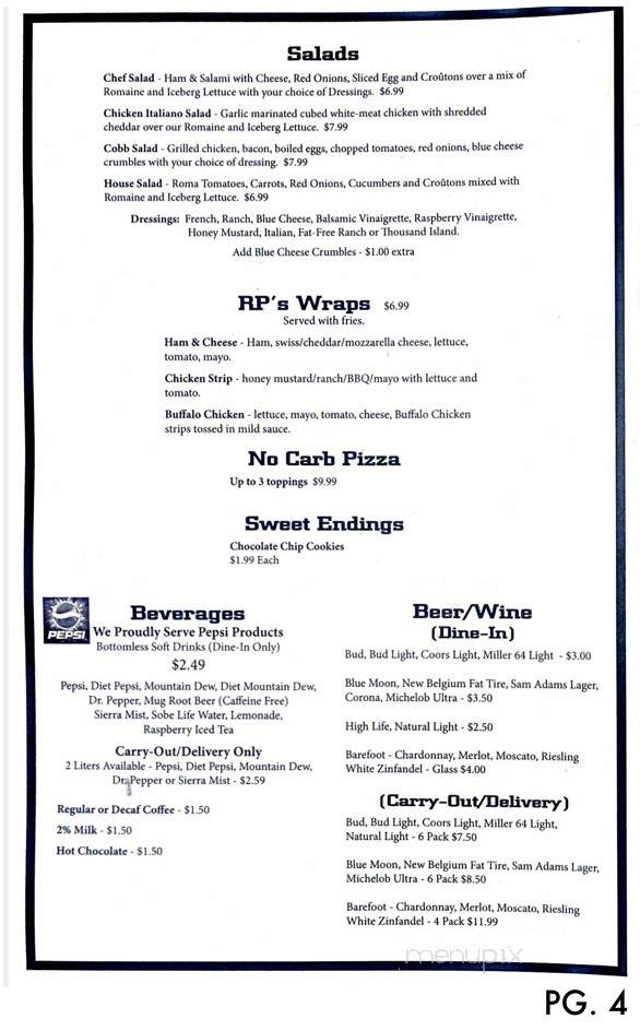 RP's Pizza - Muncie, IN menu_pic