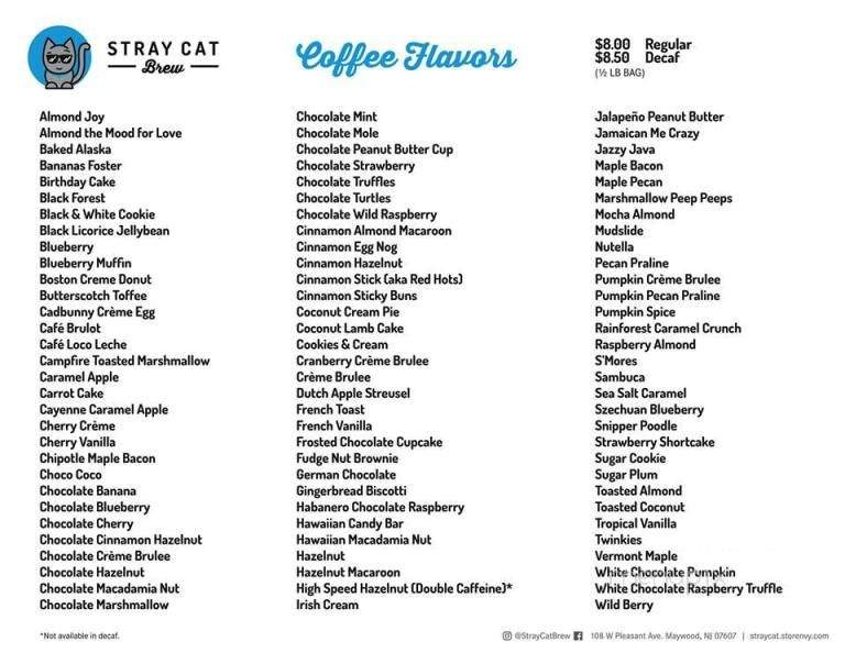 Stray Cat Brew - Maywood, NJ menu_pic