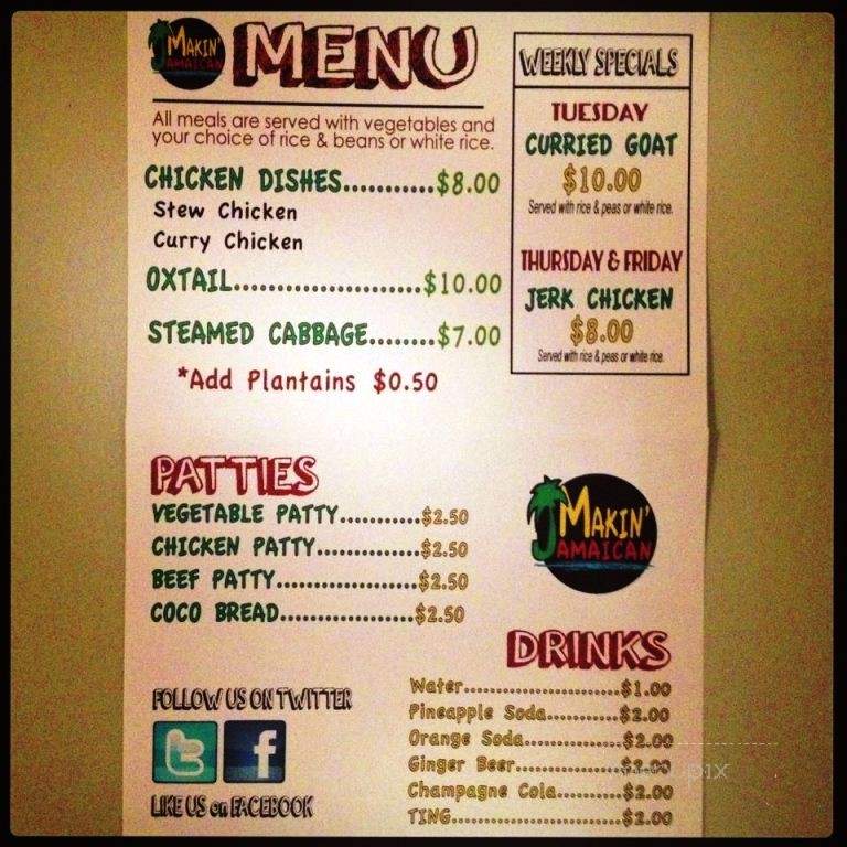 Makin Jamaican - Malden, MA menu_pic