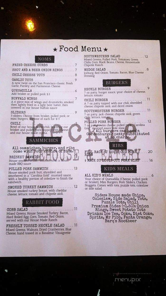 Heckle Alehouse & Eatery - Folsom, CA menu_pic