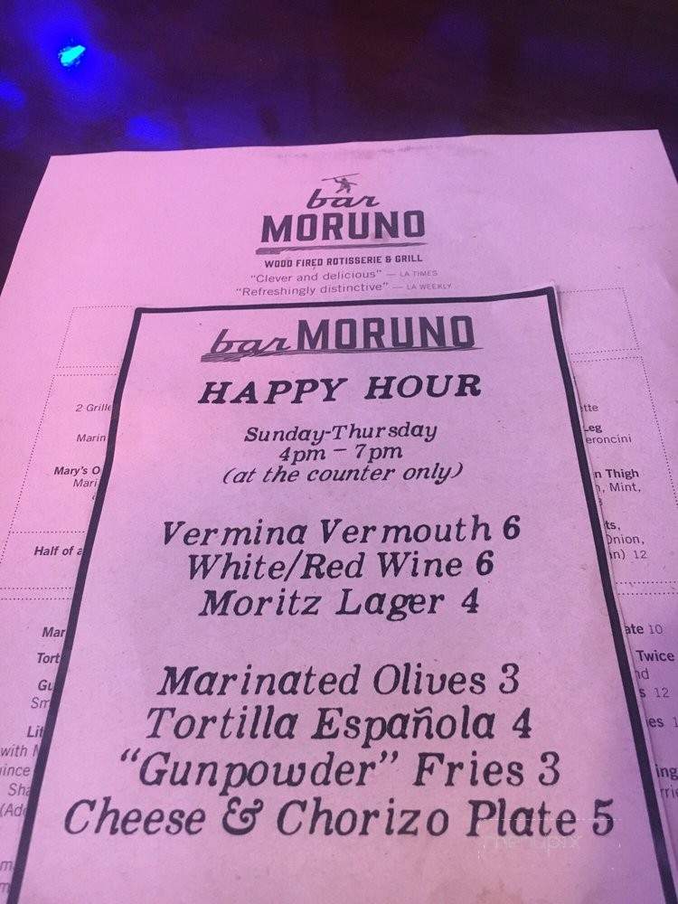 Bar Moruno - Los Angeles, CA menu_pic